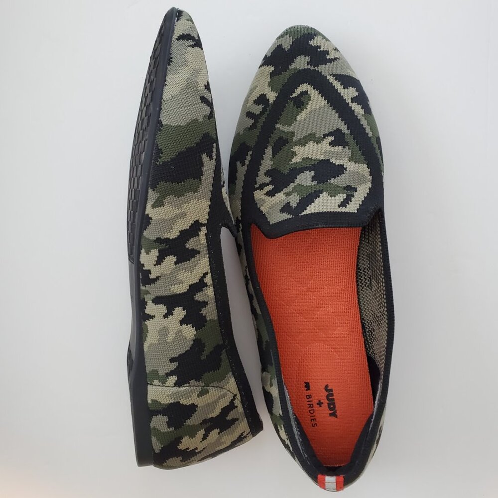 Judy + Birdies The Blackbird Limited Ed Shoes Camo Knit Flats Comfort Washable - Picture 3 of 7